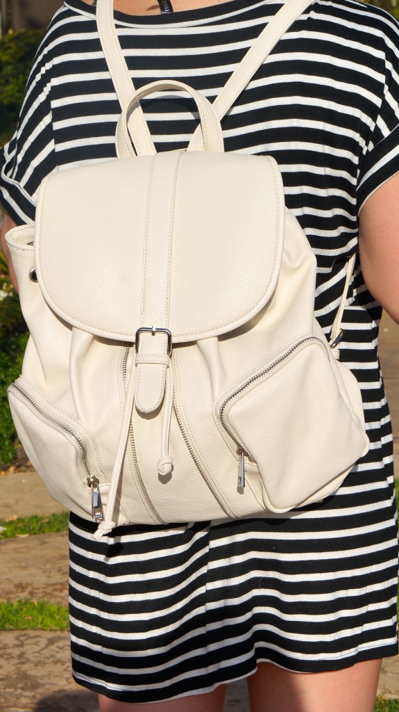 white leather forever 21 backpack