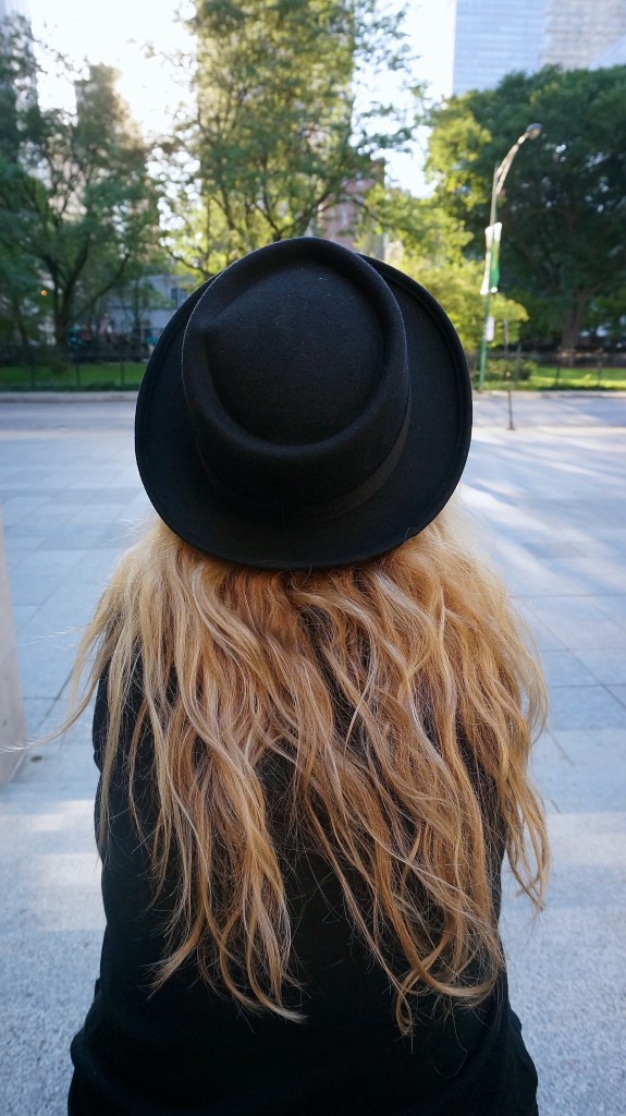 Black wide brimmed hat