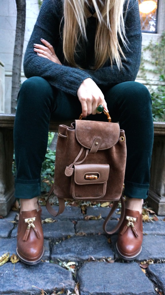 brown suede vintage gucci backpack